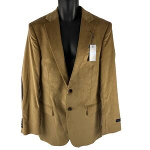 Stafford Corduroy Blazer Elbow Patch Men 40R Wheat Stretch Sport Coat MSRP $160